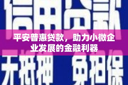余庆平安普惠贷款，助力小微企业发展的金融利器
