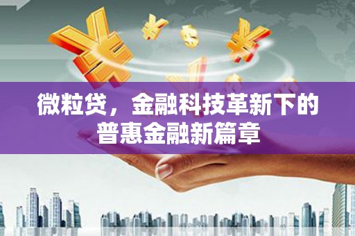 余庆微粒贷，金融科技革新下的普惠金融新篇章